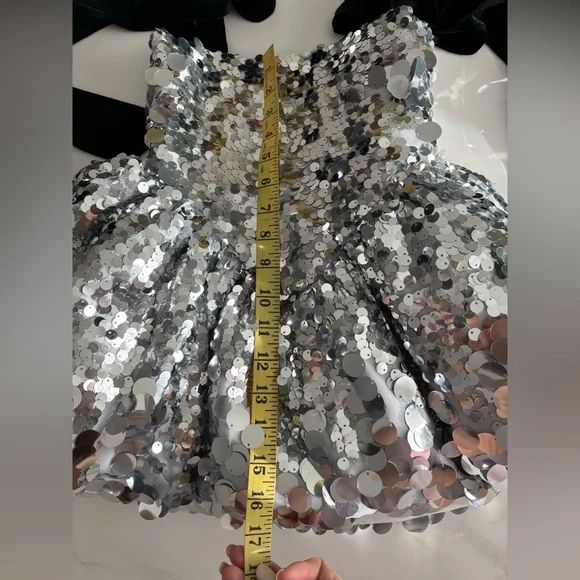 Miss Balykina Sequins Holiday Dress Black Bows Silver Girl Sz 5 Y.O. - Picture 9 of 10